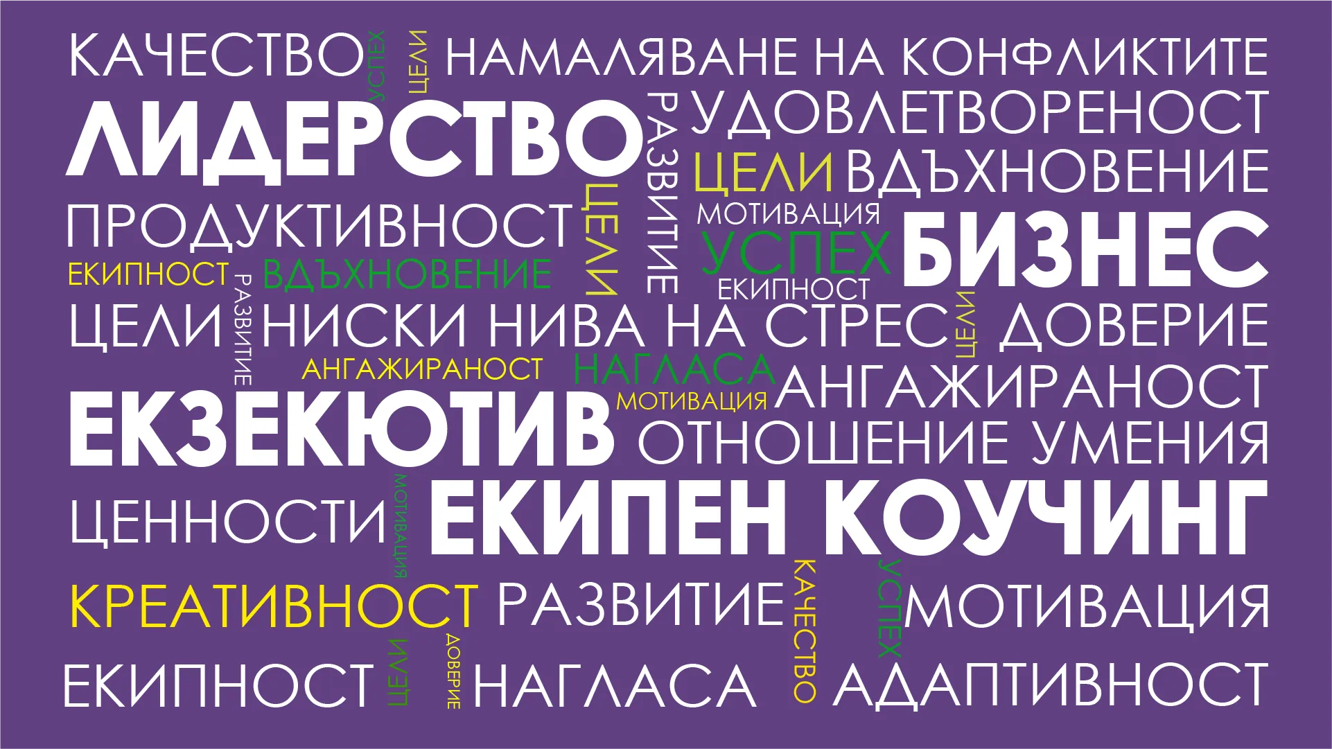 Коучинг - лидерство - бизнес - екзекютив - екипен - креативност - продуктивност - развитие - цели - успех